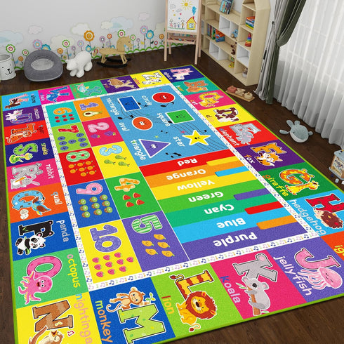 DINSUMRUG 59X39.4 INCH) ABC Kids Rug for Playroom, Educational Play Mat for Kids, Preschool Rugs with ABC, Numbers