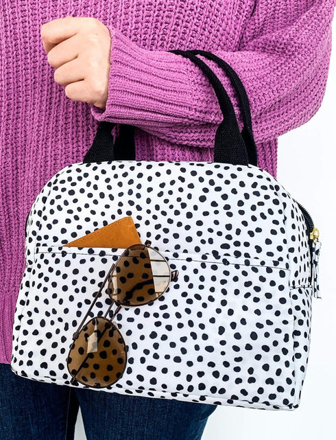 Steel Mill & Co Insulated Lunch Tote Bag for Women, Large Capacity Cooler Lunch Box (Black Dots)