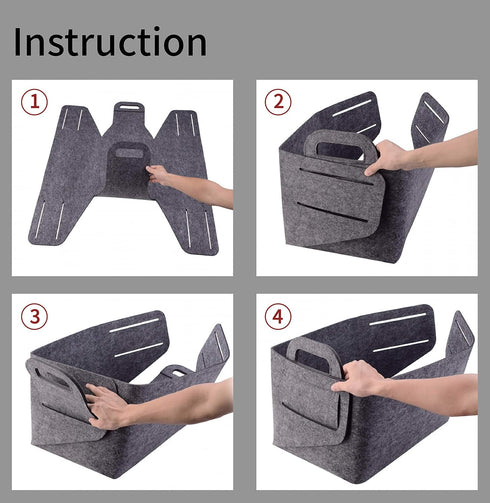 Storage Basket Felt Storage Bin, Collapsible Box Organizer with Carry Handles for Office, Bedroom, Closet, Babies,