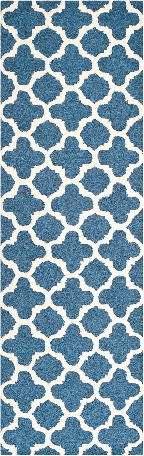 SAFAVIEH Cambridge Collection 2' x 3' Navy/Ivory CAM130G Handmade Moroccan Premium Wool