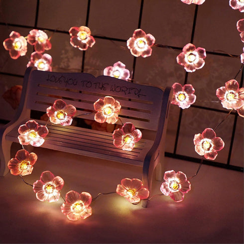 Cherry Blossom Flower String Light, 40 LED 13FT Pink Sakura Fairy Lights, Battery Powered Decorative Lights for Indoor