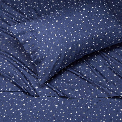 3-Piece Set, Amazon Basics Kid's Soft Easy-Wash Microfiber Sheet Machine Washable, Twin, Navy Galaxy