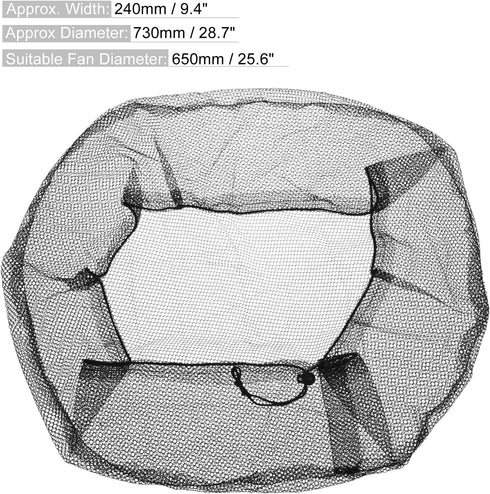 MECCANIXITY Mesh Electric Fan Dust Cover 25.6 Inch Protection Cover Washable Dustproof Finger Protector Net, Black
