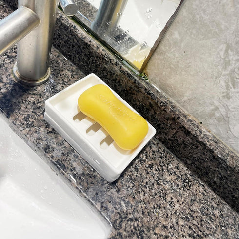 Ceramic Soap Dish Bar Soap Holder - Double Layer Draining Soap Tray by Lofekea