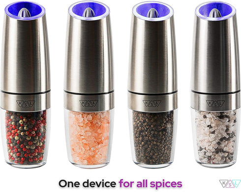 KSL Gravity Electric Salt and Pepper Grinder Set - Adjustable Motorized Auto Shakers, Mother's Day Gift Kit