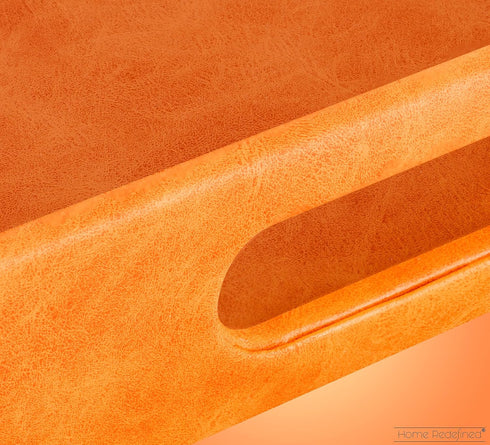 17.5"x12" Home Redefined Beautiful Modern Elegant Rectangle Orange Faux Leather Decorative Tray Ottoman Coffee Table