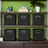 6 Set, Grommet Household Essentials Foldable Fabric Storage Bins Piece Strong Poly-Woven Fabric, Sturdy Chipboard