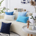 Home Brilliant Throw Pillow Covers, Decorative Soft Velvet Corduroy Striped Set of 2, Blue