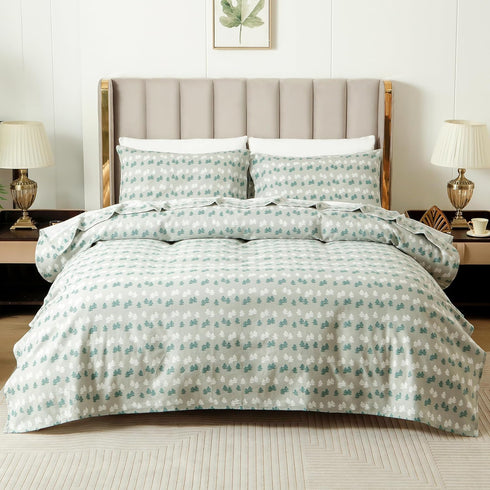 4-Piece 100% Set Cozy Elegant Comfort Ultra Soft Turkish Cotton Flannel Sheet - Holiday Christmas Flannel Sheets, Warm
