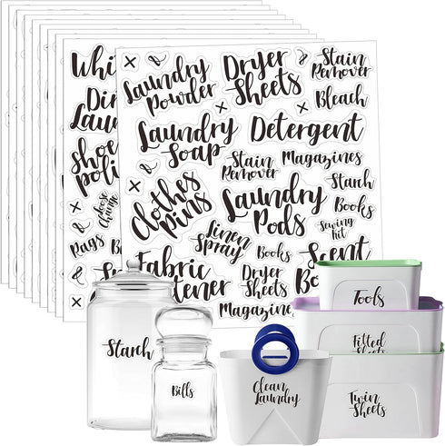 Hebayy 318 PCS Laundry Room & Linen Closet Organization Labels - Water/Oil Resistant Stickers for Home Office, Bathroom