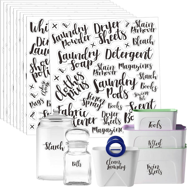 Hebayy 318 PCS Laundry Room & Linen Closet Organization Labels - Water/Oil Resistant Stickers for Home Office, Bathroom