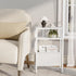 3 LET503WE Narrow Side Table with Charging Station Slim End Table Sofa with Magazine Rack, Bedside Table for Small