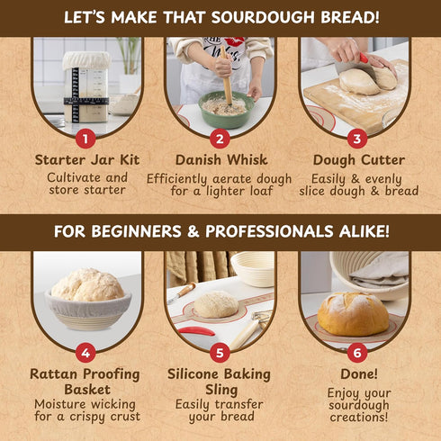 Complete Sourdough Bread Starter Kit, Glass Sourdough Starter Jar Kit & Tons of Sourdough Baking Supplies - Sourdough
