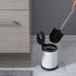 Bath Bliss Toilet Brush and Holder - Self Closing Lid, 360 Degree Brush Head, Compact Size, White