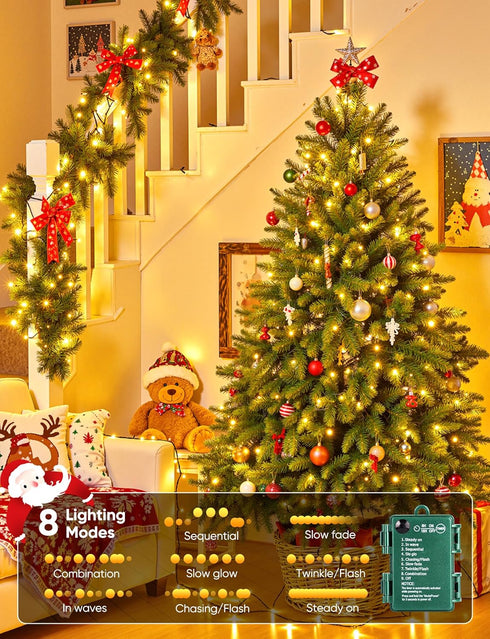 4 Pack 66 200 Timer,8 Brightown Christmas Lights Battery Operated, Total FT LED Battery Powered Fairy Lights with Mode