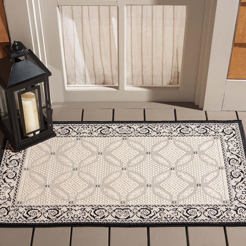 SAFAVIEH Courtyard Collection Accent Rug - 2' x 3'7", Sand & Black, Indoor/Outdoor & Washable, Ideal for High Traffic Areas in Patio, Backyard, Mudroom, Entryway, Doormat (CY1502-3901-2) by Safavieh