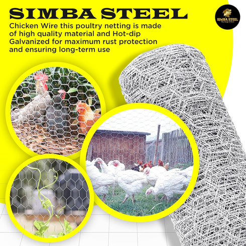 24 150 2 20GA PM24x150x2 Chicken Wire in x FT x Mesh x | Poultry Wire Netting | Hot Dipped Galvanised | Hexagonal