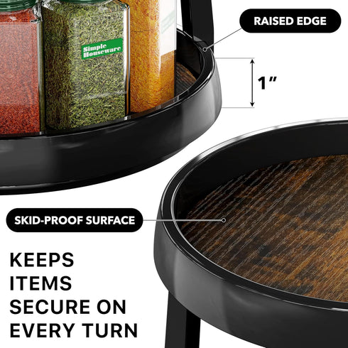 2-Tier 10-Inch Simple Houseware Lazy Susan Spice Organizer, Diameter, Rustic Brown