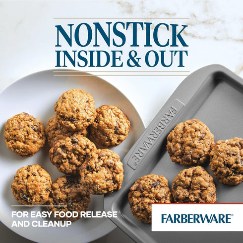 Farberware Nonstick Cookie Baking Sheets, 3-Piece Set, Gray