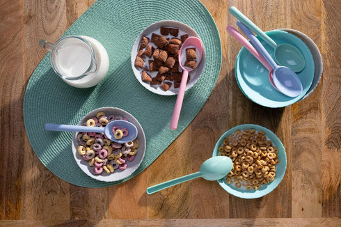 Plastic Spoon Set, Portable Reusable Dinner Scoops for Cereal, Soup, Porridge, Home Kitchen Buffet, Made in USA