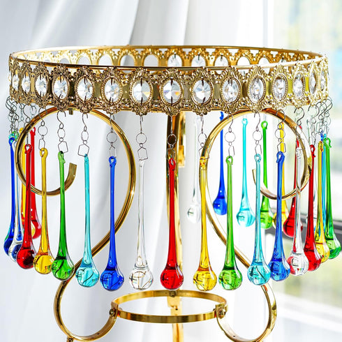 6pcs 5.9inch H&D Mix Color Large Crystal Raindrop Chandelier Prisms Hanging Drops Pendants DIY Parts