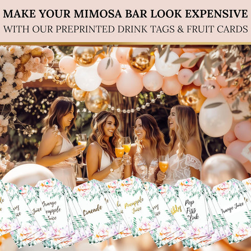 Deluxe Mimosa Bar Supplies Decoration Kit - 93Pcs Drink Tray, Mimosa Bar Sign, But First Mimosas Banner & More - Bridal