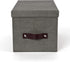 Bigso Silvia Organizational Storage Box with Leather Handle, Durable Decorative Storage Boxes with Lids, Gray