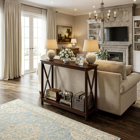 2-Tier ZENY Console Table, Entryway Table, Narrow Sofa Table with Shelves, Entrance Table for Living Room, Hallway