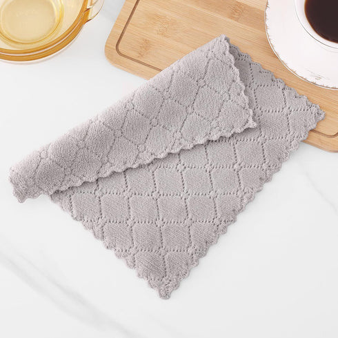 24 Pack (10 10 Inches, Homaxy Kitchen Dish Cloths x Grey), Super Soft and Absorbent Coral Velvet Dish Towels, Nonstick
