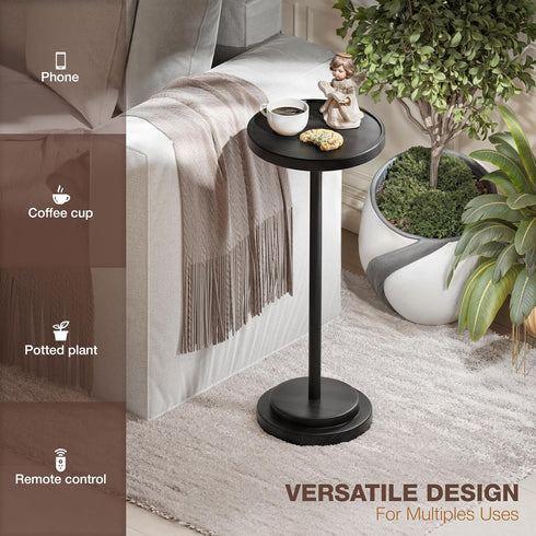 24.4" BLUEWEST Drink Table, Tall Compact Side Table with Phone Slot and Weighted Base, Durable Pedestal Table Accent