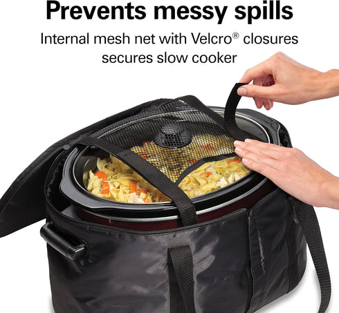 Hamilton Beach Portable Slow Cooker Travel Bag, Insulated Carrier Case for 4-8 Quart Crock, Black (33002)