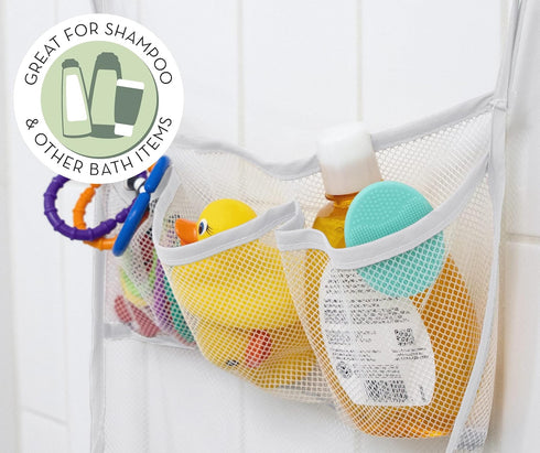 14 Inch 20 Inch, 1 Pack S&T INC. Bath Toy Storage Net with Pockets for Tub, Shower Caddy Holds Baby and Kids Toys