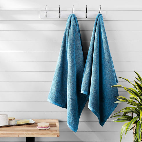 2-Piece 100% 54" 30", Amazon Basics Quick-Dry Oversize Bath Towel, Cotton, x Lake Blue