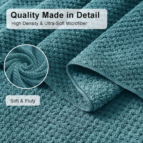 8 Set-2 Sheets,2 Towels,4 Washcloths-600GSM Piece Large Turquoise Family Bath Towel Oversized Bath Towel Hand Soft