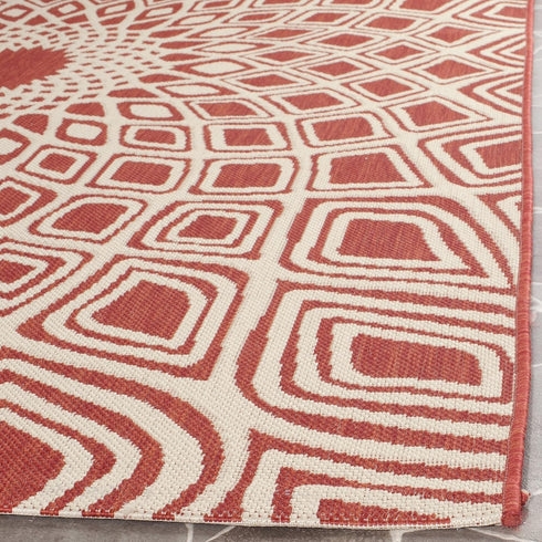 SAFAVIEH Courtyard Collection 2' x 3'7" Red/Beige CY6616 Indoor/Outdoor Waterproof Accent Rug for Patio, Backyard