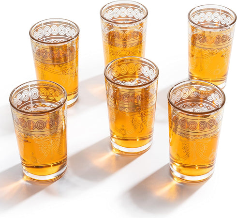 170 ml 6 oz Set 6 Moroccan Glasses Artisan Hand-Made Multipurpose Tea, Coffee and Wine Moroccan, Hot & Cold Tumbler