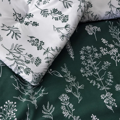 Bedsure Twin/Twin XL Comforter Set - Emerald Floral Bedding Comforter, 2 Pieces, Soft Reversible Comforter and Pillow