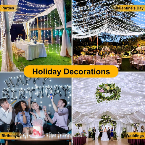 33FT 100LED Plug/Timer/8 Christmas Lights Plug in,Connectable Fairy Lights with Modes, Christmas Tree Lights Lighting