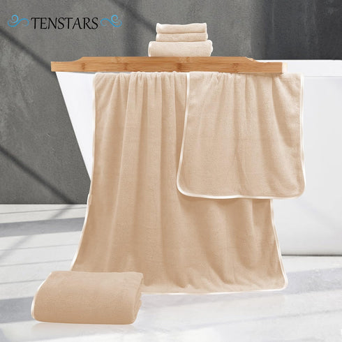 Hemming Set 2 2 2 6 TENSTARS Luxury Silk Towel - Light Thin Quick Drying - Bath Towels Hand Towels Washcloths - Ultra
