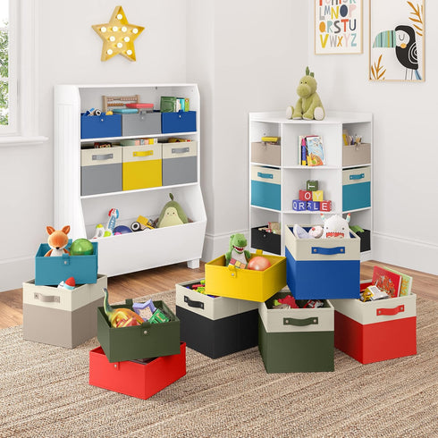 RiverRidge Kids Folding Storage Bin Set - 2pc 10.5in W x 5in H, Gray
