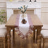 Winotic 72 inches (16 x72, White Dark Red Floral Lace Jacquard Table Runner Dresser Scarf Long for Kitchen Dining