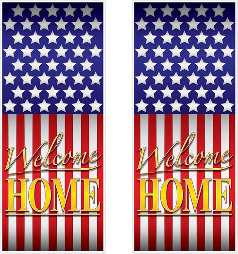 Beistle 2 Pack Plastic Welcome Home Door Covers - 6’ x 30” American Flag Decor for Patriotic Holidays