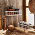 Funrous 2 Pcs Metal Wire Basket, White Toilet Paper Basket Organizer with Wooden Base for Kitchen Countertop