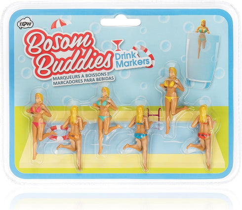 NPW Bosom Buddies Cocktail/Wine Glass Markers - 6-Count