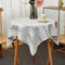 Limalred Farmhouse Striped Embroidery Small Square Tablecloth, Openwork Heavy Weight Linen Wrinkle Resistant
