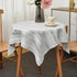 Limalred Farmhouse Striped Embroidery Small Square Tablecloth, Openwork Heavy Weight Linen Wrinkle Resistant