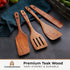 Wooden Spatula for Cooking - Teak Utensils Set of 4 including Paddle, Turner, Slotted Spurtle, and Scraper