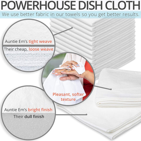 Set 13, 27 27 Inch, Aunti Em's Kitchen Flour Sack Dish Towels - Natural Cotton for Embroidery and Drying Glass, Hand