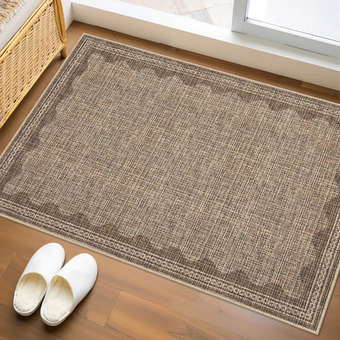 GarveeHome Door Mat Indoor Rugs for Entryway Scalloped Small Rug 2x3 Washable