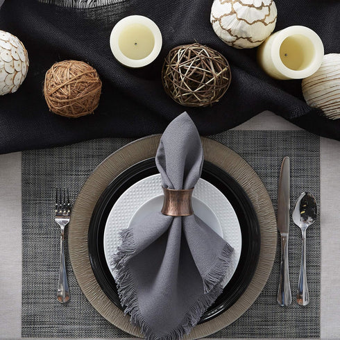 DII PVC Tabletop Collection Placemat Set, Rectangle, 13x17.25, Gray, 6 Piece